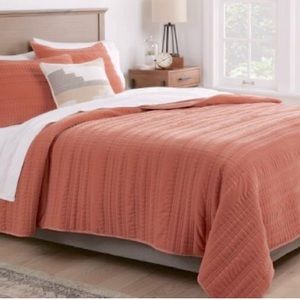 Full/Queen Lofty Velvet Quilt Terracotta/Bronze - Threshold™ NWT